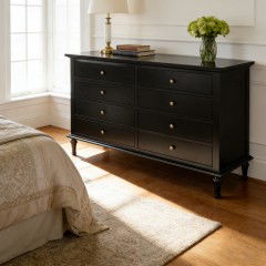 Hamptons Heritage 6-Drawer Tallboy Dresser with Classic Turned Legs – Smooth Painted in White or Black