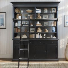 Hamptons Halifax Double Buffet and Hutch Bookcase with Ladder