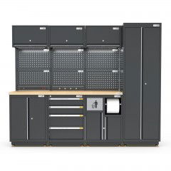 Semi-Industrial Black Workshop Garage Storage Cabinet Set UltraTools 2475mm x 580mm x 2020mm