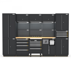 UltraTools 3100mm x 580mm x 2020mm Black Semi-Industrial Workshop Garage Storage Cabinet Set