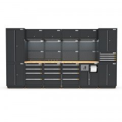 UltraTools 3718mm x 580mm x 2020mm Black Semi-Industrial Workshop Garage Storage Cabinet Set