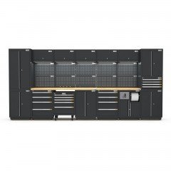 UltraTools 4350mm x 580mm x 2020mm Black Semi-Industrial Workshop Garage Storage Cabinet Set