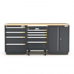 Semi-Industrial Black Workshop Garage Storage Cabinet Workbench UltraTools 1860mm x 530mm x 893mm