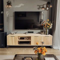 Detroit Industrial Loft Oak Entertainment Unit TV Stand