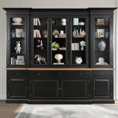 Hamptons Buffet Sideboard Glass Doors Hutch Bookcase 
