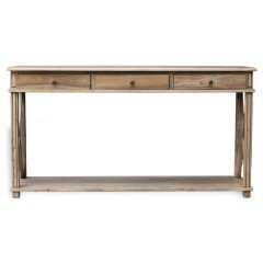 Hamptons Halifax Side Cross Drawers Console Hall Table Furniture Natural Oak