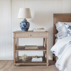 Hamptons Halifax  Natural Drawer Bedside Lamp Table Nightstand