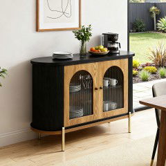 Harper Contemporary Modern 1.2M Sleek Rectangular Sideboard with Round Arch Designed Glass Door					