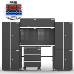 UltraTools 2704mm x 480mm x 2030mm  Black Workshop Garage Storage Cabinet Set