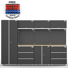 UltraTools 2710mm x 500mm x 1870mm Black Workshop Garage Storage Cabinet Set
