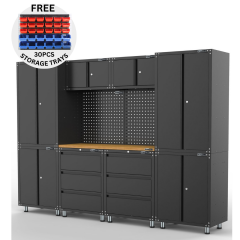UltraTools 2704mm x 500mm x 1870mm  Black Workshop Garage Storage Cabinet Set