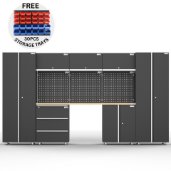 UltraTools 3380mm x 500mm x 1870mm  Black Workshop Garage Storage Cabinet Set