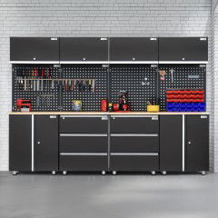 UltraTools 2704mm L x 500mm W x 1870mm H Black Workshop Garage Storage Cabinet Set