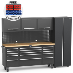 UltraTools Black 72" Mobile Work Bench with 15 Drawers Tool Chest & 3 Door Cabinet + 1 Standing Cabinet				