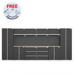 Workshop Garage Storage Cabinet & Workbench Set - UltraTools 4056mm x 500mm x 1870mm Black