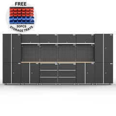 UltraTools 4065mmx 500mm x 1870mm Black Workshop Garage Storage Cabinet Set