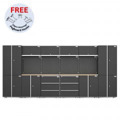 UltraTools 4065mmx 500mm x 1870mm Black Workshop Garage Storage Cabinet Set