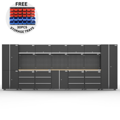 UltraTools 4740mm x 500mm x 1870mm Black Workshop Garage Storage Cabinet Set