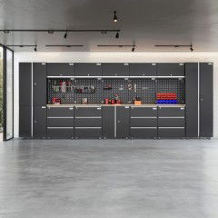 UltraTools 4740mm x 500mm x 1870mm Black Workshop Garage Storage Cabinet Set