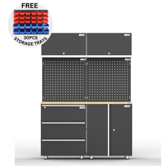 UltraTools 1355mm x 500mm x 1870mm Black Workshop Garage Storage Cabinet Set