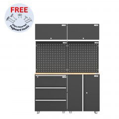 UltraTools 1355mm x 500mm x 1870mm Black Workshop Garage Storage Cabinet Set