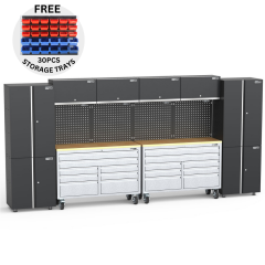 UltraTools 4062mm x 480mm x 1880mm Stainless Steel 52" Mobile 8 Drawers Tool Chest Work Bench with Steel Garage Storage Cabinets								