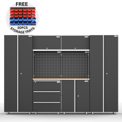 UltraTools 2704mm x 500mm x 1870mm Black Workshop Garage Storage Cabinet Set