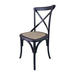 Set of 2 Hamptons Cross Back Dining Chair Birch American Oak Rattan Seat