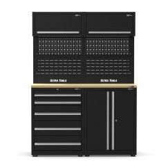 UltraTools 1500mm x 550mm x 2025mm Black Economy Workshop Garage Storage Cabinet Set