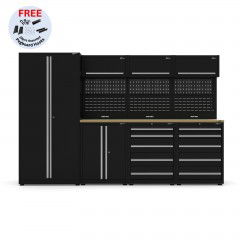 UltraTools 3150mm x 550mm x 2025mm Black Economy Workshop Garage Storage Cabinet Set