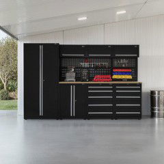 UltraTools 3150mm x 550mm x 2025mm Black Economy Workshop Garage Storage Cabinet Set