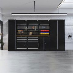 UltraTools 3650mm x 550mm x 2025mm Black Economy Workshop Garage Storage Cabinet Set