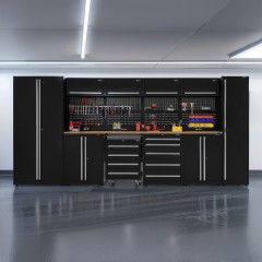 UltraTools 4400mm x 550mm x 2025mm Black Economy Workshop Garage Storage Cabinet Set