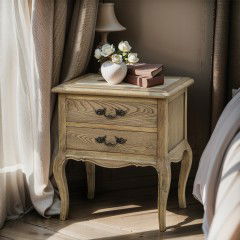 French Provincial Furniture Bedside Table with 2 drawers Natural Ash