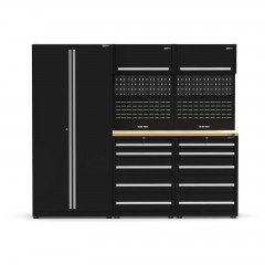 UltraTools 2420mm x 550mm x 2025mm Black Economy Workshop Garage Storage Cabinet Set