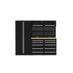 UltraTools 2420mm x 550mm x 2025mm Black Economy Workshop Garage Storage Cabinet Set
