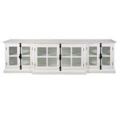 French Provincial Casement 6 Glass Doors TV Stand Entertainment Unit WHITE										