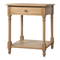 French Provincial Country Bedside Lamp Table Nightstand in Natural