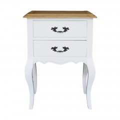 French Provincial Classic White bedside Lamp Table with 2 Drawers