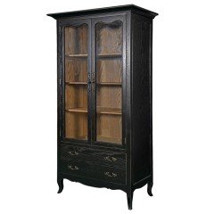 French Provincial Furniture Display Cabinet Bookcase Black