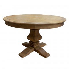 French Provincial Classic Elm Extendable Round Pedestal Dining Table