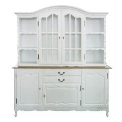 French Provincial Glass Display Buffet and Hutch Kitchen Dresser Cabinet