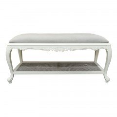 French Provincial Classic White Bed End Stool