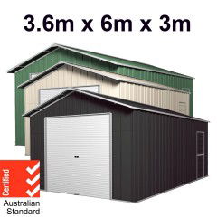 Roller Door Garage 6m x 3.6m x 3m (Gable) Workshop Shed EXTRA High 4 Frames
