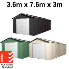 Garage 7.6m x 3.6m x 3m Roller Door Shed Workshop