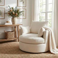 Contemporary Austin Swivel Linen Snuggle Armchair