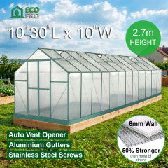 EcoPro 10 - 30ft Long x 10ft Wide Greenhouse 2.7m High