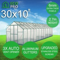 EcoPro 6mm Greenhouse 30 x 10ft 2.70m Height