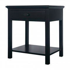 Hamptons Halifax Single Drawer Bedside Table Nightstand with Magazine Tray in BLACK or WHITE