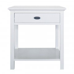 Hamptons Halifax Single Drawer Bedside Table Nightstand with Magazine Tray in BLACK or WHITE				